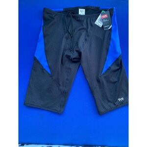 TYR Durafast Elite Men's Jammer Swim Suit Black Blue Hex Size 36 New